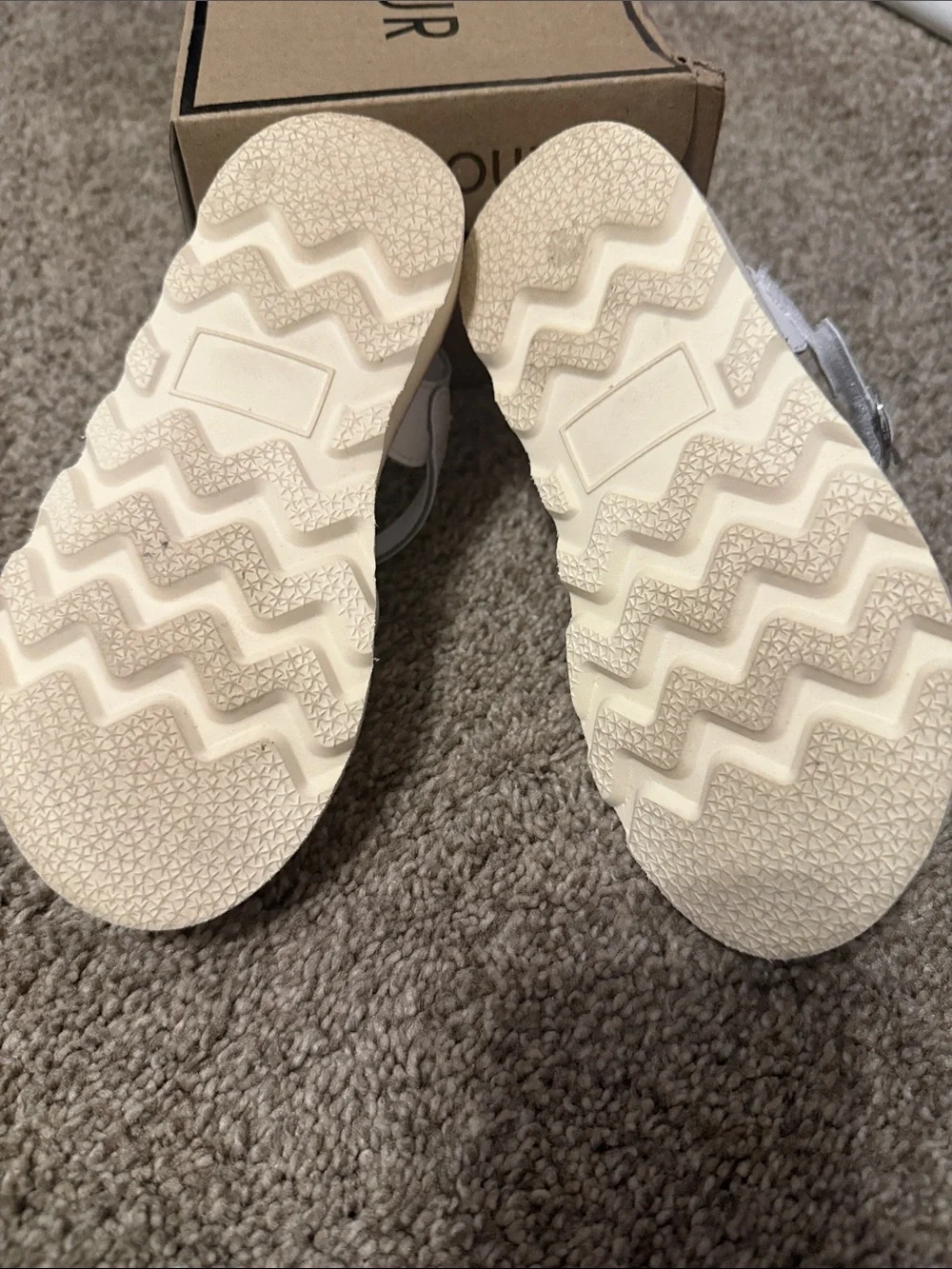 L'Amour White Scalloped Cutout Ankle-Strap Sandals